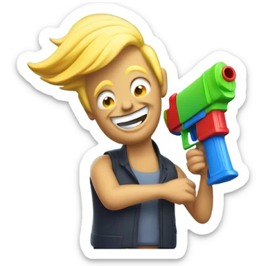 trump with watergun sticker