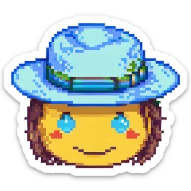 emoji head in blue panama hat sticker