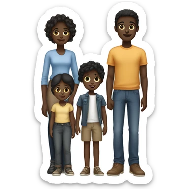 family. 4 Siblings. 3 male. 1 female. The girls are all tall 1 girl is dark skin and the other 3 boys taller and dark skin sticker