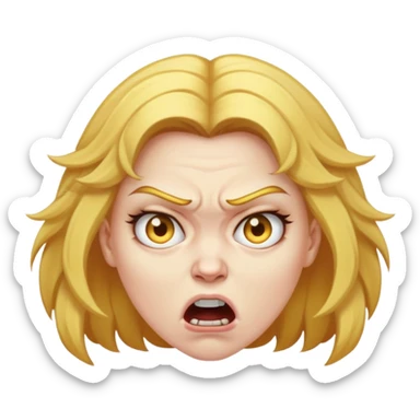 angry woman with weird golden hair sticker