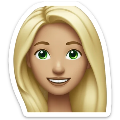 Women with blue / green eyes, long lashes, blonde hair, bigsmile, medium body who likes red sticker