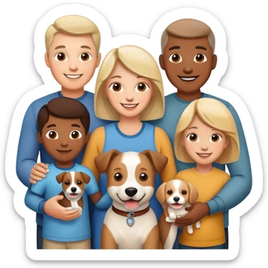 family with parents, children and a pet dog sticker
