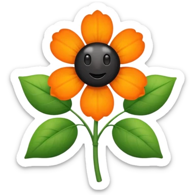 Green stem, white bud with black cartoony face: ;p. And six heart shaped yellowish orange petals sticker