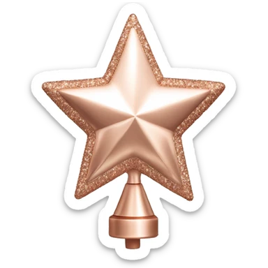 Realistic single isolated solid rose gold christmas tree topper. sticker