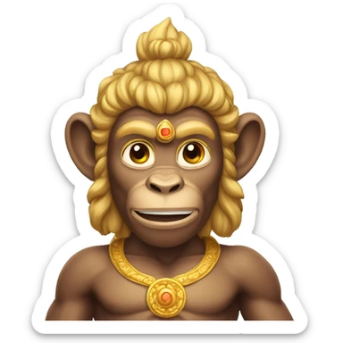 Hanuman The Monkey God with Golden hair and fair skinned muscular Body sticker