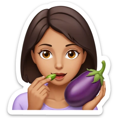 Brunette tasting eggplant  sticker