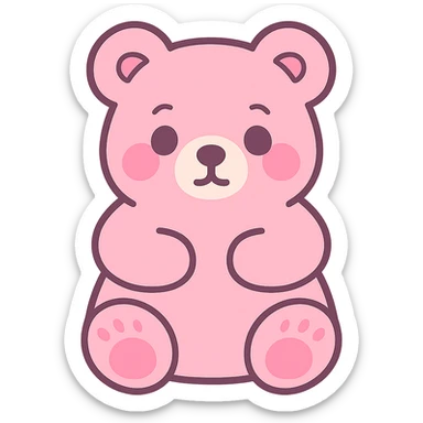 Change the teddy bear candy to a soft pastel pink color, keeping the background transparent. sticker