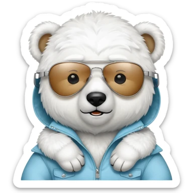 baby Polar bear with aviators sticker