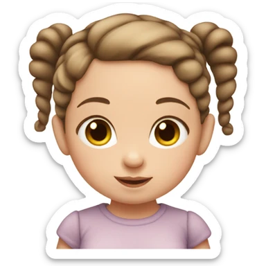  baby white girl with brown pigtails  sticker