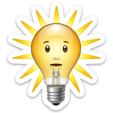 eine glühbirne mit hellen strahlen, die von innen nach außen strahlen wie ein stern sticker