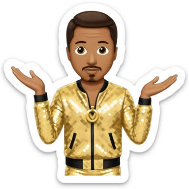 MC Hammer with dark brown hair, gold sequin outfit sticker