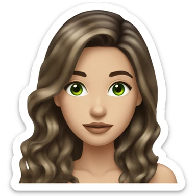 Brunette balayage long hair with green eyes  sticker