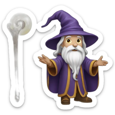 wizard telling a story by using his wand sticker
