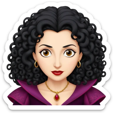 Mother Gothel villain with curly black hair sticker