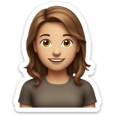 a girl with brown hair with beautiful smile and shiny eyes with pink cheeks  sticker