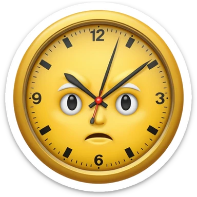 A yellow head saying clock it sticker
