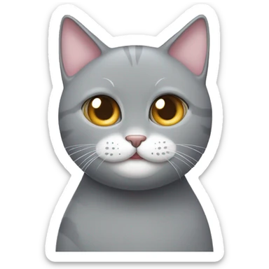 Grey cat with white tummy and mouth with donut around neck  sticker