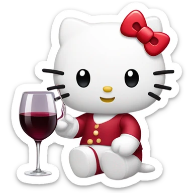 Hello Kitty drinking red wine sticker