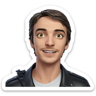 smiling boy in leather jacket sticker