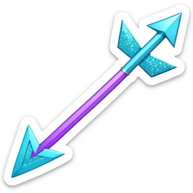 flecha para esquerda glitter roxo e ciano sticker