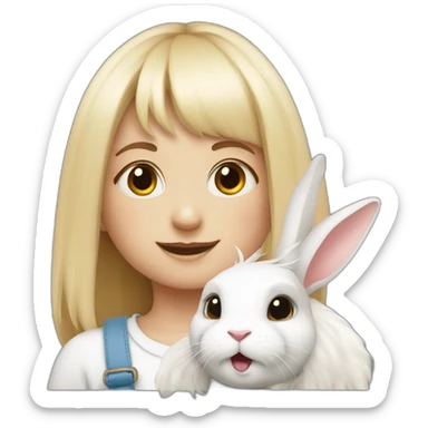 white rabbit with a little girl with bangs sticker