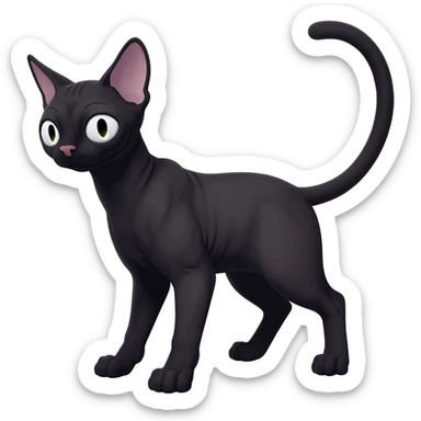 Black edgy Noivern-Litten-Sphynx-Lykoi-Caracal-cat-Fakemon full-body sticker