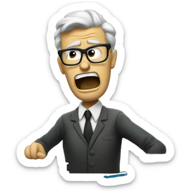 Angry teacher ponting at chalkboard  sticker