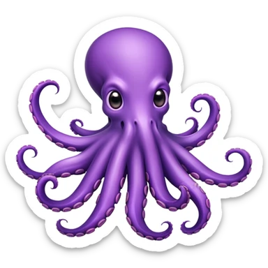 cute purple octopus with eight tentacles sticker