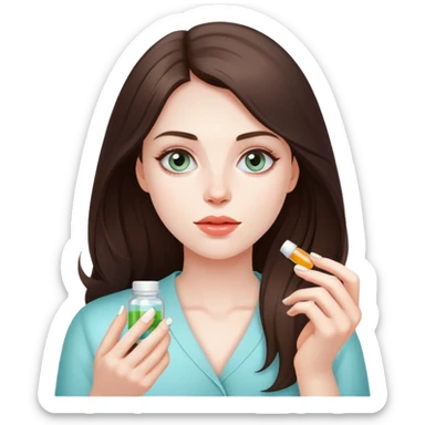 Beautiful fit brunette girl taking pills  sticker