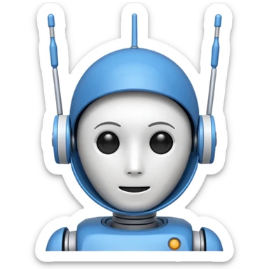tête de robot cosmonaute bleu et blanc avec une antenne sticker
