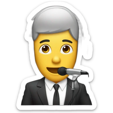 raperco cantando con un microfono de base y audifonos sticker