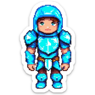 Minecraft OMZ character wearing diamond armor, pixel art style, simple background sticker