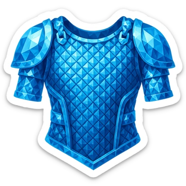 Create a diamond chainbody in blue crystalline and faceted style, matching the shape and style of the original silver chainbody but with no gold or silver. The style should emulate the emoji style with a transparent background. sticker