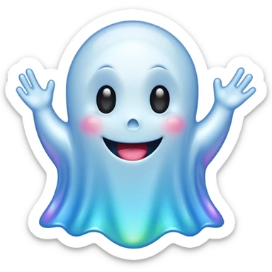 Holographic chrome happy cartoon ghost sticker