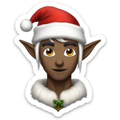 rogue male elf fantasy wearing santa hat sticker