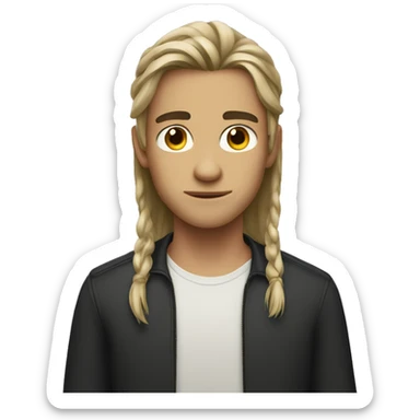 Boy with sharp jawline and little long hair sticker