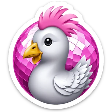 boule disco à facette et poule sticker