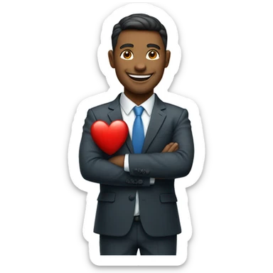 happy smiling businessman holding a heart forward. sticker
