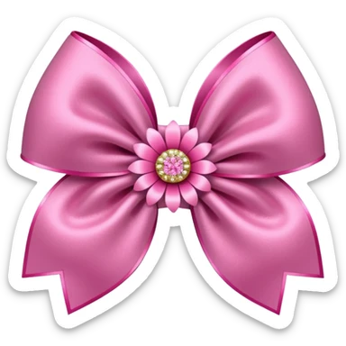 Pink flower bow with glitter sticker
