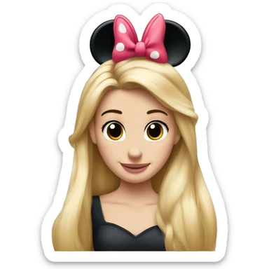 Long blonde hair minnie mouse ears sticker