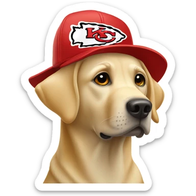 Yellow lab wearing Kansas city chiefs hat sticker