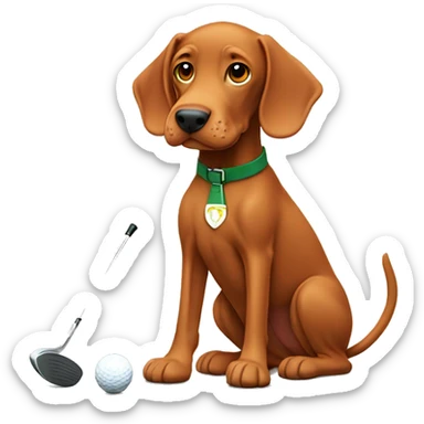 Vizsla playing golf sticker