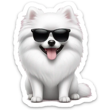 White Pomeranian with sunglasses sticker