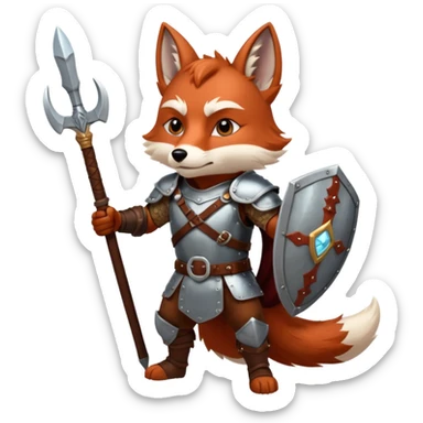 valorous Viking fox in Valhalla, detailed armor, heroic pose, glowing sky sticker