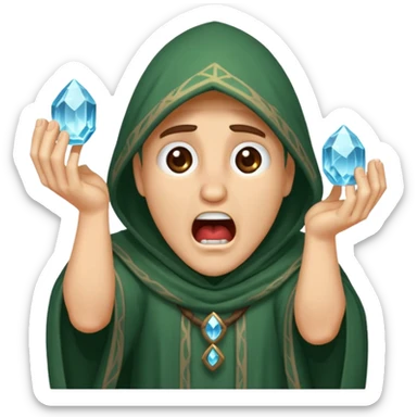 druid character gasping holding cracked crystal sticker