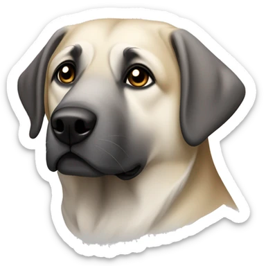 anatolian shepherd that is old, tan black and grey sticker