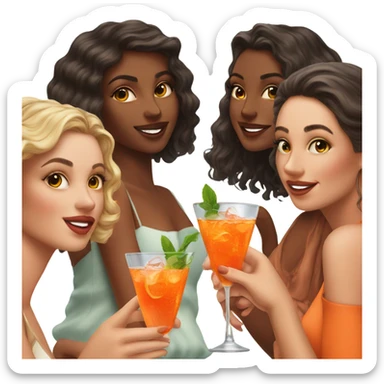 Five beautiful girls drinking aperol sticker