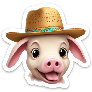 mix a rabbit and a pig and make it wear a sombrero sticker