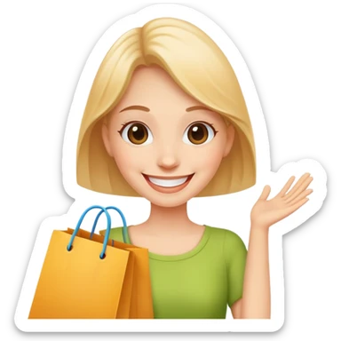 happy customer with shopping bag sticker