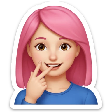 put a finger on the nose but In a cute way, bye a girl sticker